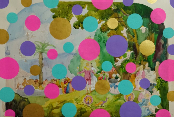 Jeff Koons 4 绘画, 17.3x24.4 in