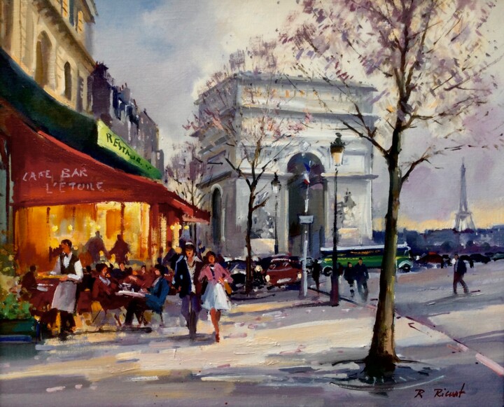 PARIS L ARC DE TRIOMPHE ET LA TOUR EIFFEL Tablo, 15x18,1 in