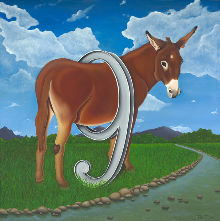 Asinine (Ass in 9) 绘画, 36x36 in