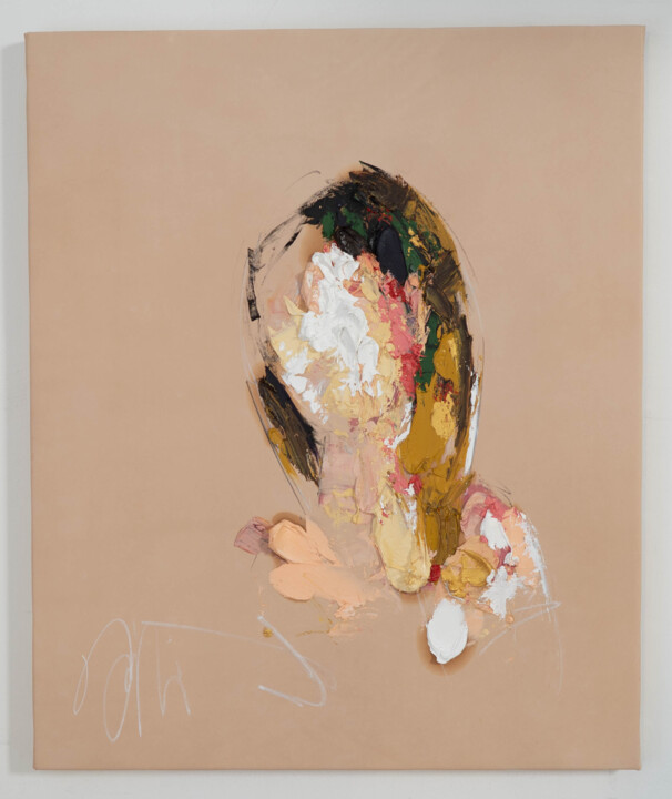 UNTITLED Portrait work (painted on leather) 绘画, 23.9x19.7 in