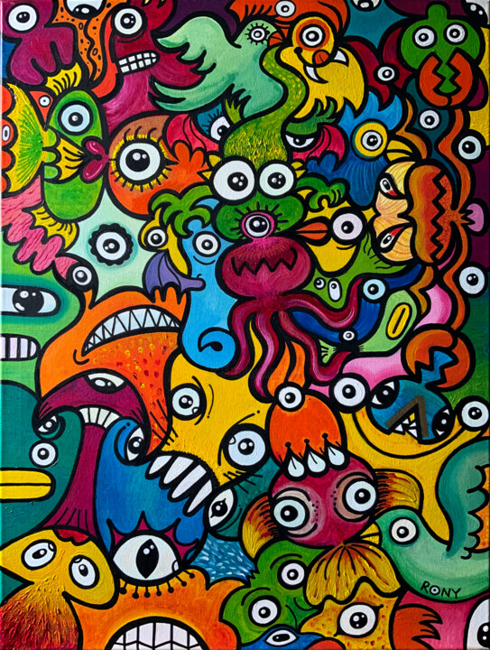 Doodle Planet 绘画, 31.5x23.6 in