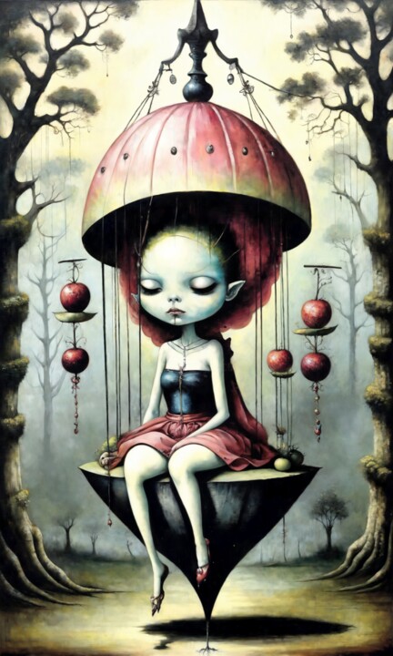Scarlet Repose 绘画, 56.8x34.1 in