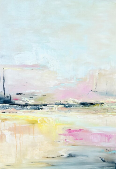 City in lemon shades 绘画, 27.6x19.7 in