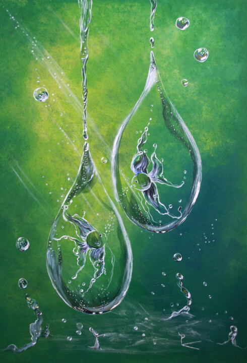 romance aquatique 绘画, 27.6x19.7 in