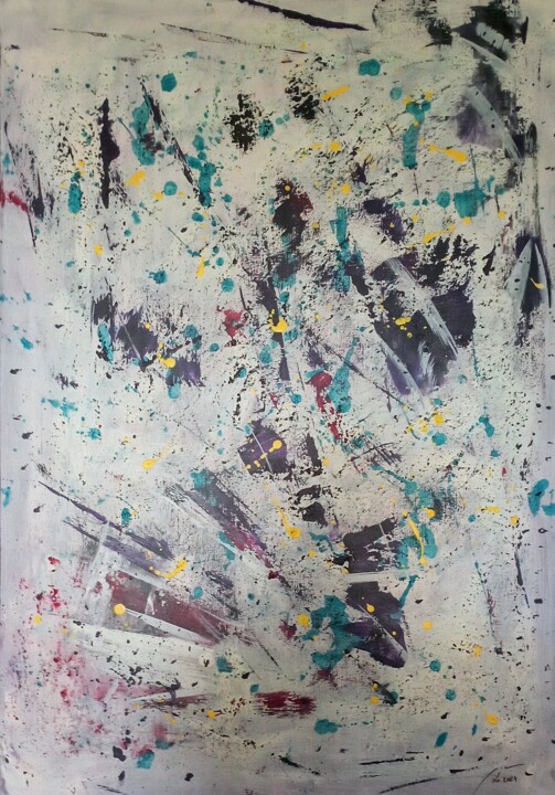 Painting titled ""Unleashed Energy"" by Vitor Merelim, Original Artwork, Acrylic Mounted on Wood Stretcher frame