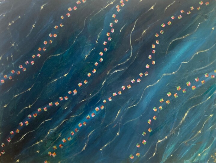 Peinture intitulée "Cœur de l’Ocean" par Sandy Madar, Œuvre d'art originale, Acrylique