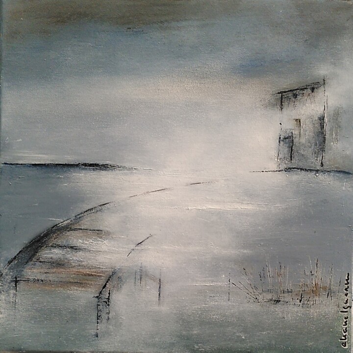 Painting titled "St 152" by Eliane L. Guerin, Original Artwork, Oil Mounted on Wood Stretcher frame