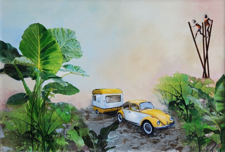 Painting titled "A holliday with the…" by Hanneke Pereboom, Original Artwork, Acrylic Mounted on Wood Panel
