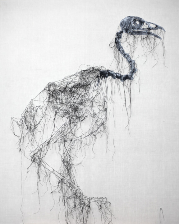 Art textile intitulée "Colchide" par Odile Guichard, Œuvre d'art originale, Broderie Monté sur Châssis en bois