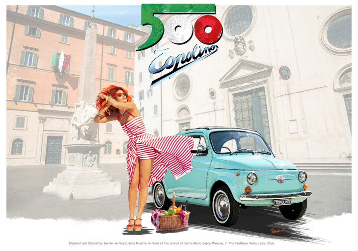 FIAT 500 - Topolino della Mia Capra Rossa 数字艺术