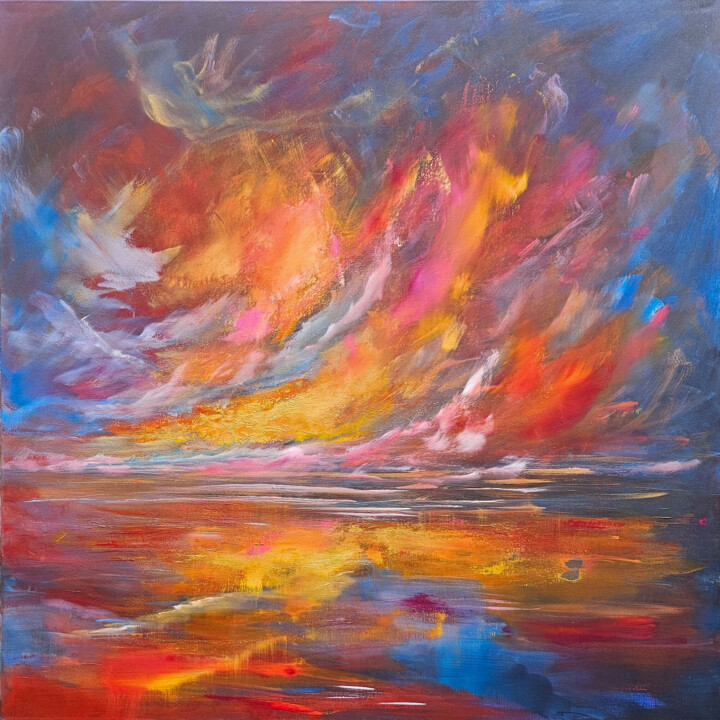 Malerei mit dem Titel "Evening blush" von Sophia Kühn, Original-Kunstwerk, Acryl