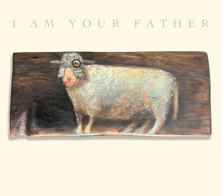 Painting titled "I Am Your Father!" by Sergii Shkoliar, Original Artwork, Oil Mounted on Wood Panel