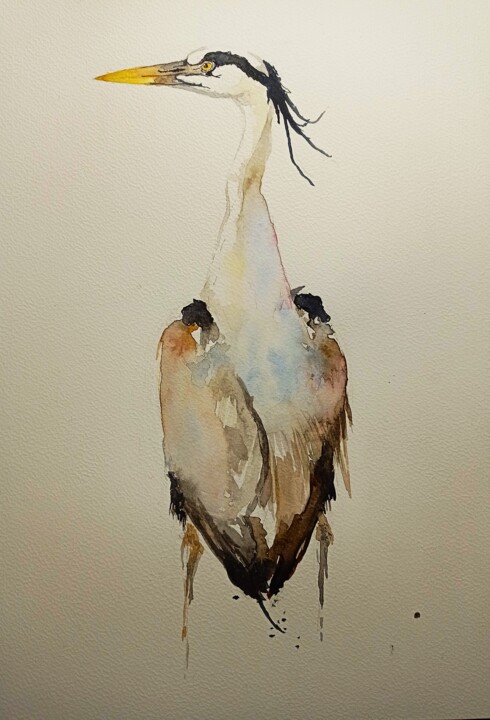 le héron 绘画, 11.8x8.3 in