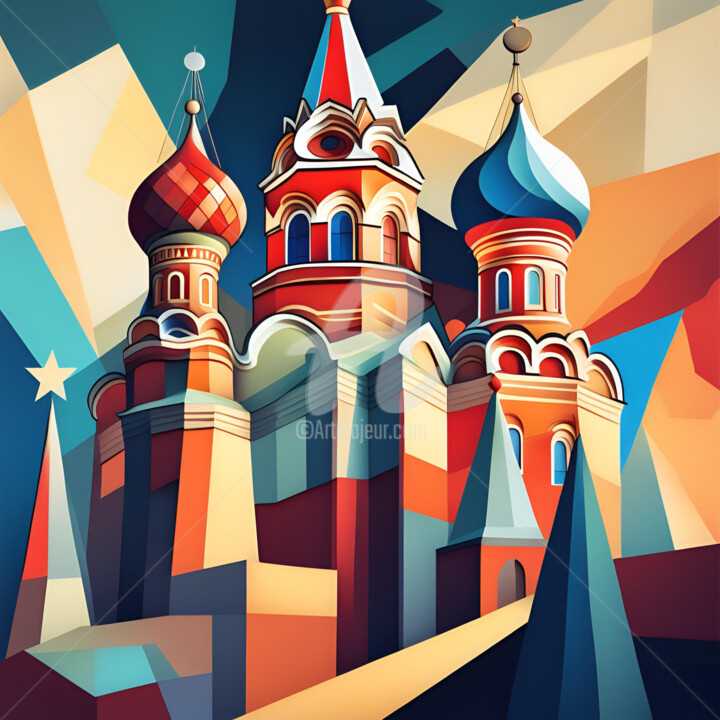 Arts numériques intitulée "russie cubisme" par Caprice, Œuvre d'art originale, Image générée par l'IA