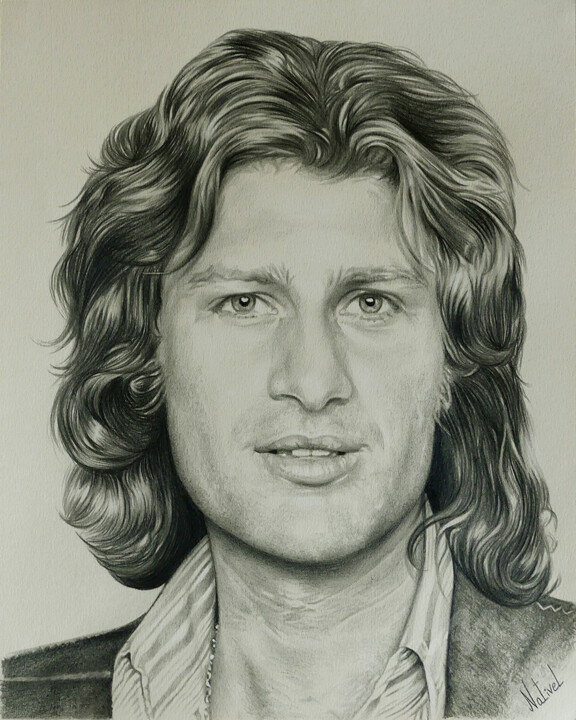 Portrait de Mike Brant 图画, 11.8x9.5 in