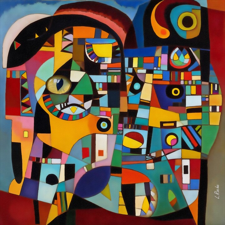 Peinture intitulée "Totem cat 44" par L.Roche, Œuvre d'art originale, Acrylique