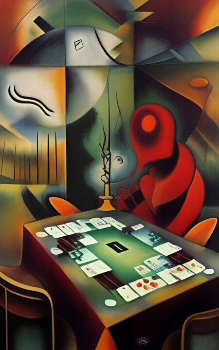 Poker Through the Looking Glass 绘画, 52.4x31.5 in