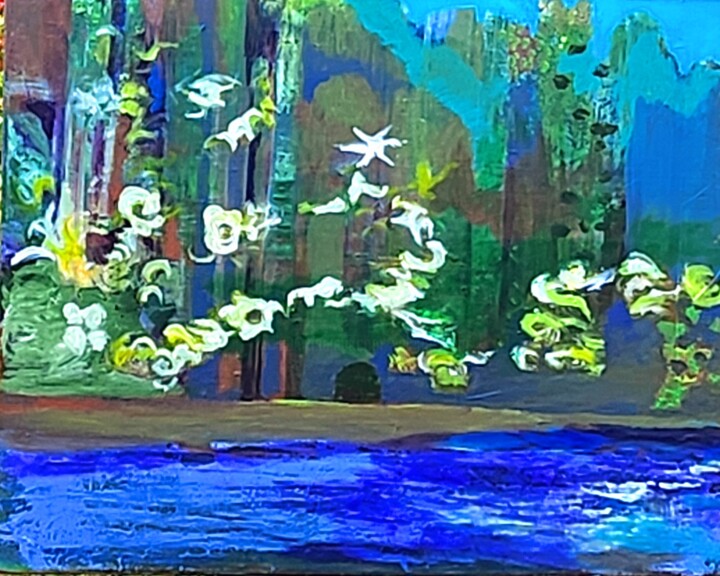 Peinture intitulée "Endroit paradisiaque" par Valérie Blum (Valery), Œuvre d'art originale, Acrylique Monté sur Châssis en b…