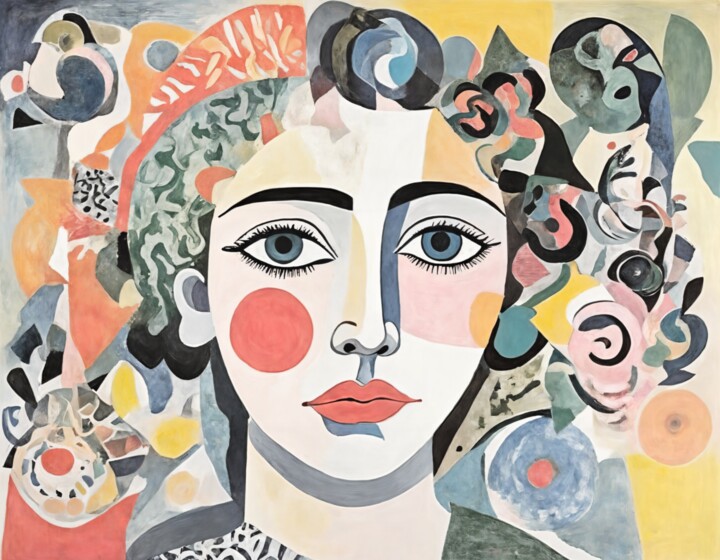 Vibrancy Adorned: Lady of Floral Elegance 绘画, 31.5x40.5 in