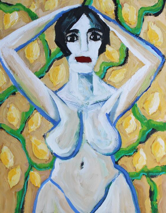 Desnudo en el limonar - Nude in the lemon grove. 绘画, 55.5x43.3 in