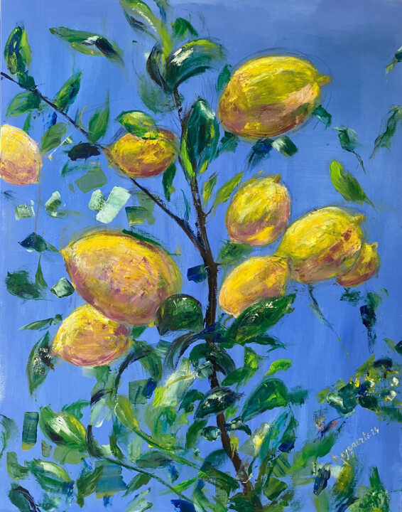 Painting titled "Lemon day" by Isabelle Reygaerts, Original Artwork, Oil