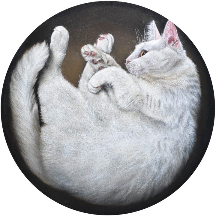 绘画 标题为“Coconut Cat” 由Katsiaryna Parukava, 原创艺术品, 油