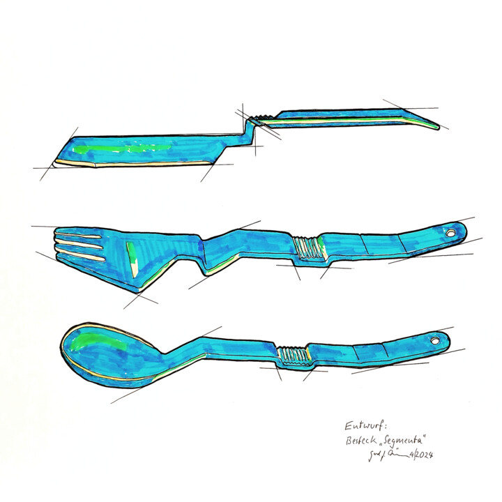 Entwurf Besteck Segmenta Drawing, 13x13 in