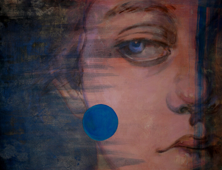 Serie « Jeunesse » Fille qvec bqllon 绘画, 18.5x24.4 in