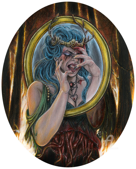 Nella cieca minaccia dei Silenziatori 绘画, 11.8x9.5 in