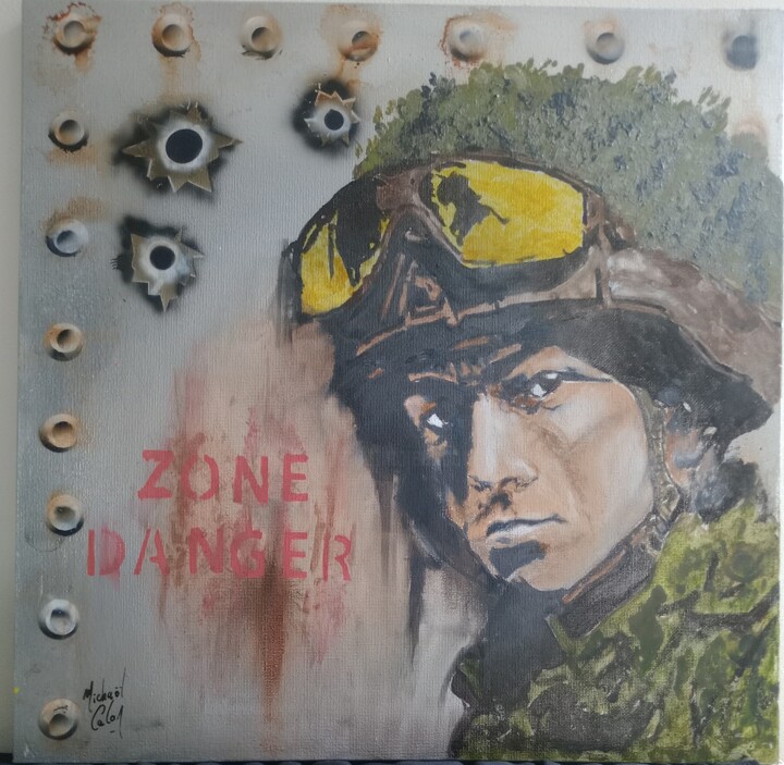 Zone danger 绘画, 15.8x15.8 in