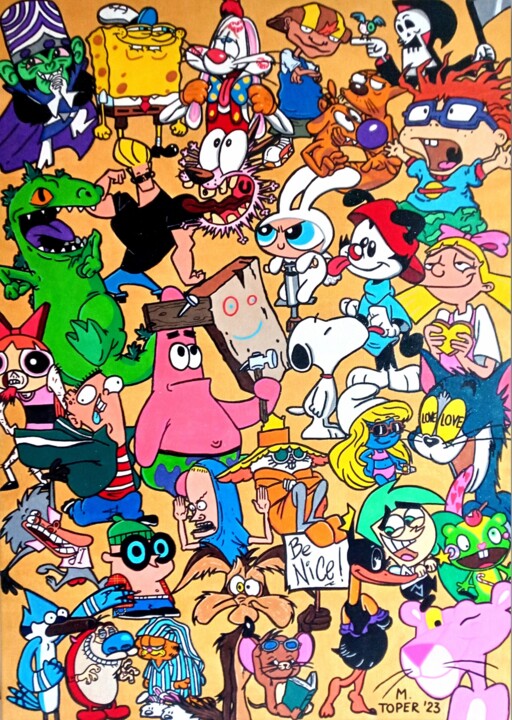 "Happy Childhood" 绘画, 39.4x27.6 in