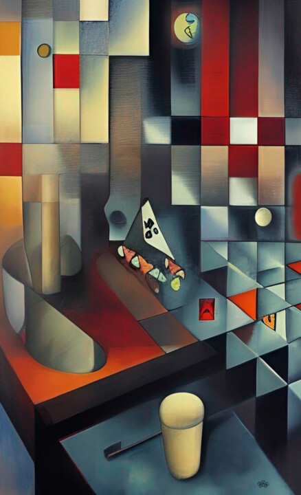 On the poker table 绘画, 52.4x31.5 in