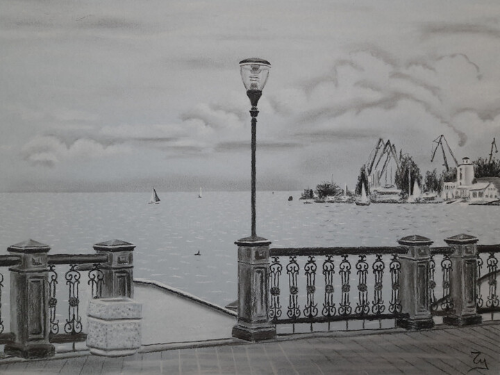 Taganrog. Embankment 绘画, 11.8x15.8 in