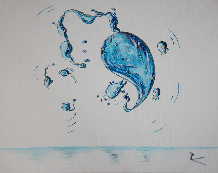 houlala chat glisse! 绘画, 15.8x19.7 in