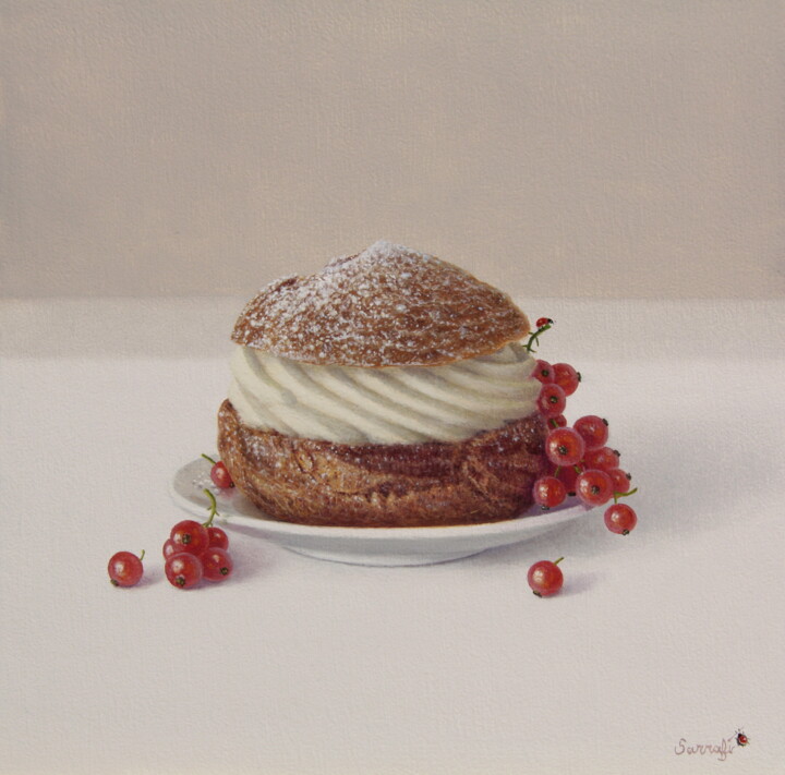 Chou à la crème et groseilles 绘画, 7.9x7.9 in