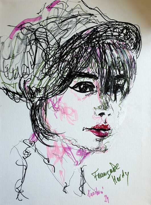 Françoise Hardy. Hommage an die Sängerin. Frankreich. 图画, 15.8x11.8 in