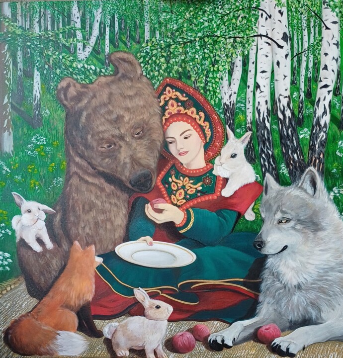 Divination with loved ones 绘画, 31.5x31.5 in