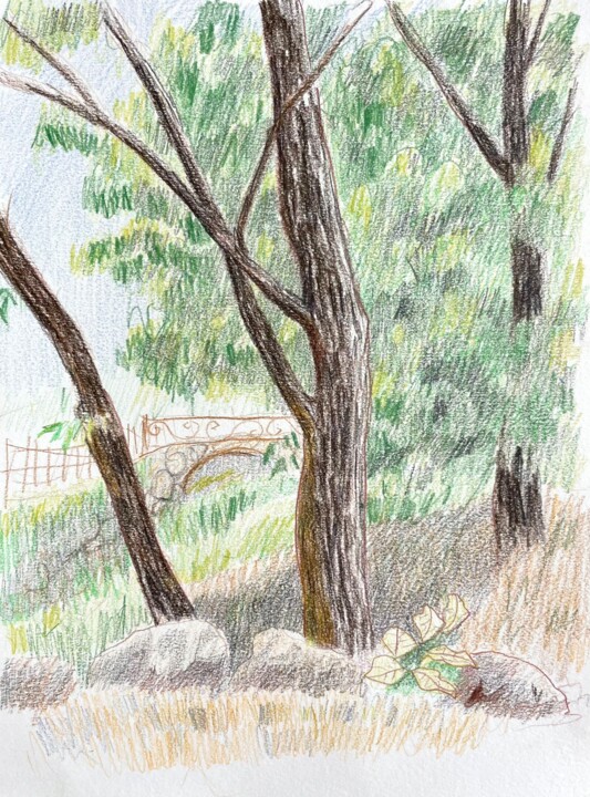Campagne de Roquefort, Provence Drawing, 11.8x7.9 in