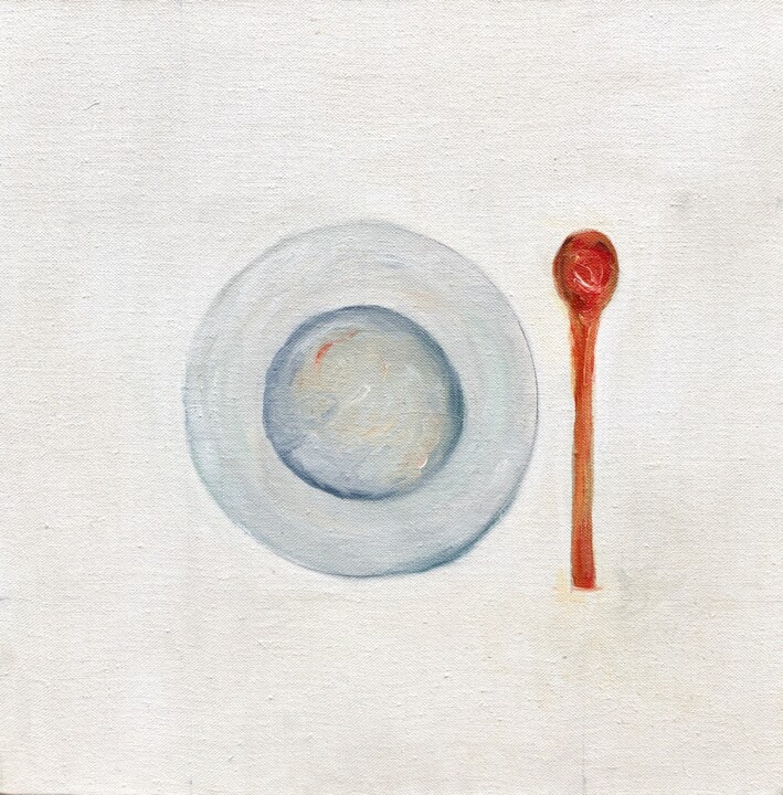 nourriture sur une assiette 绘画, 15.8x15.8 in