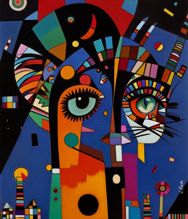 Peinture intitulée "Totem cat 33" par L.Roche, Œuvre d'art originale, Acrylique