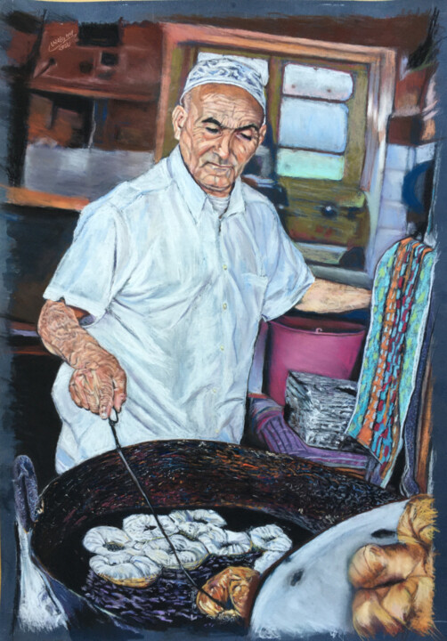 Pittura intitolato "Moorocca donuts" da Mohamed Lazreg, Opera d'arte originale, Pastello