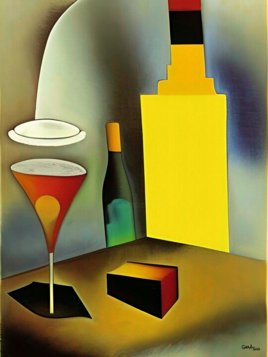 Still life with a yellow bottle 绘画, 31.5x23.6 in