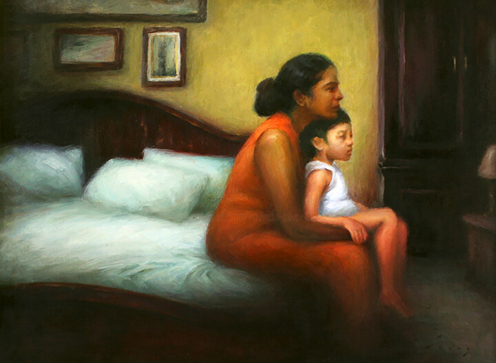 Mama and her Son Pittura, 17x23 in