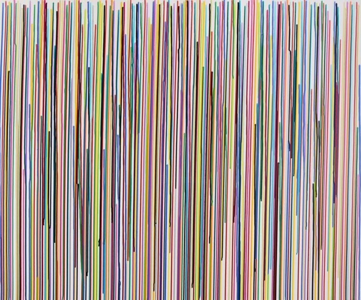 Malerei mit dem Titel "Colorful stripes!" von Astrid Stoeppel, Original-Kunstwerk, Acryl Auf Keilrahmen aus Holz montiert