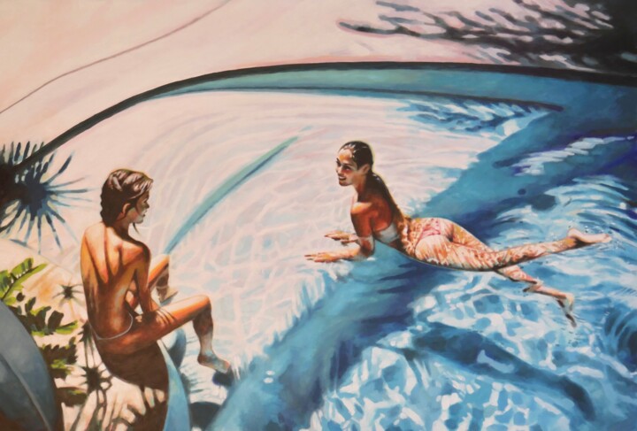 Pool days 绘画, 47.2x70.9 in