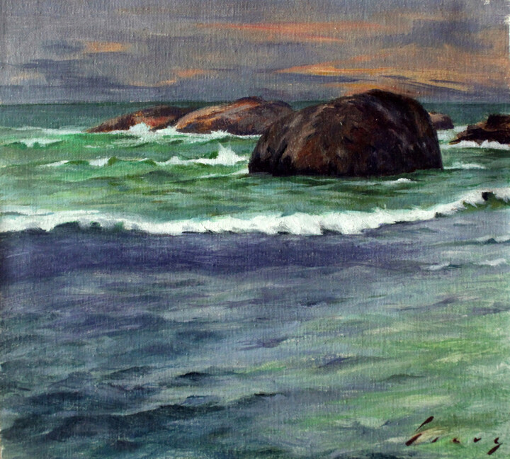 Peinture intitulée "Evening Sunsets" par Kavinda Silva, Œuvre d'art originale, Huile