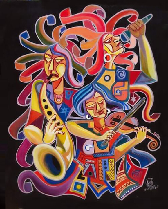 Painting titled "Harmonious Melodies" by Hiran Sumith Fernando, Original Artwork, Acrylic