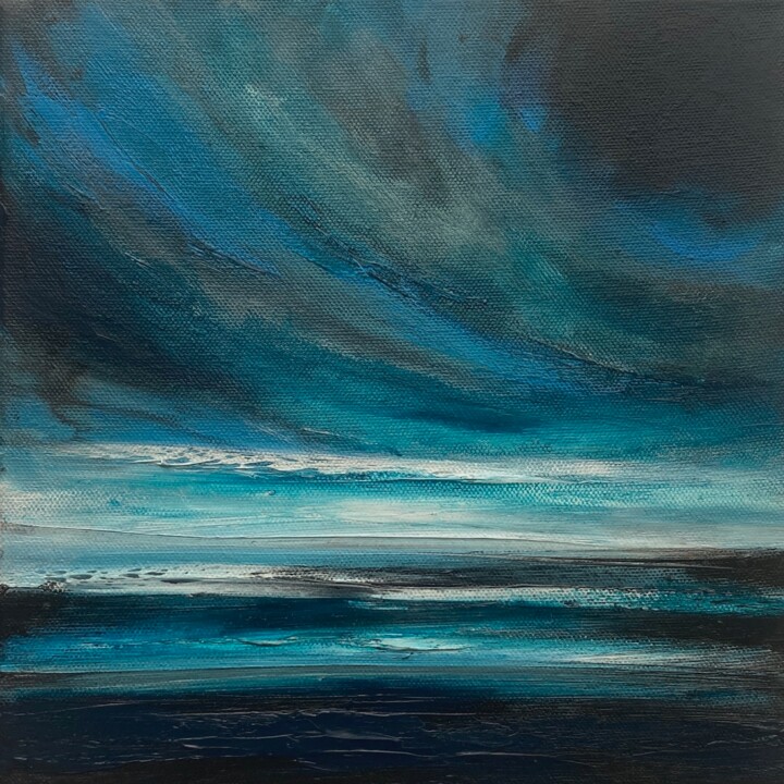 Painting titled "When Clouds Keep Ro…" by Julia Everett, Original Artwork, Oil Mounted on Wood Stretcher frame