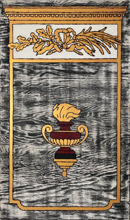 Un trumeau à couronne de feuilles de chêne et de palmier 纺织艺术, 48x28.5 in