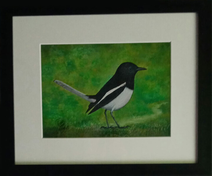 Painting titled "Avian Melodies" by Hiran Sumith Fernando, Original Artwork, Acrylic Mounted on Glass